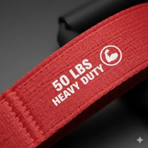 Close-up texture of the heavy-duty material used in the 50 pound resistance band.