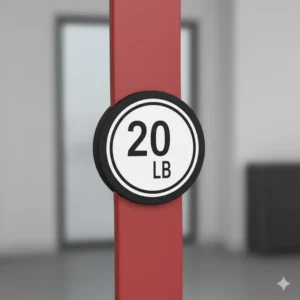 Close-up shot of the material and clearly visible weight indication on a high-quality 20 lb resistance bands.