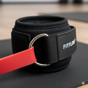 Close-up of the thick, padded neoprene material on the heavy-duty ankle strap resistance bands, ensuring user comfort during rigorous workouts.