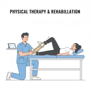 A physiotherapist assisting a patient using low-level resistance bands ankle cuffs for rehabilitation and physical therapy exercises.