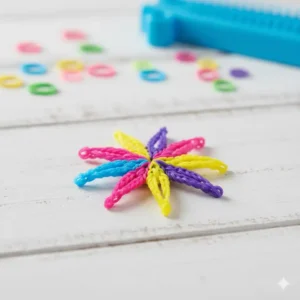 A colorful example of the Triple Single design, highlighting the parallel bands that distinguish this specific type among the kinds of loom bracelets.