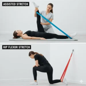 Using limm exercise bands for physical therapy recovery and daily flexibility stretching routines.