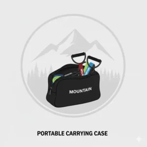 A portable carrying case designed for storing and transporting mountain resistance bands.