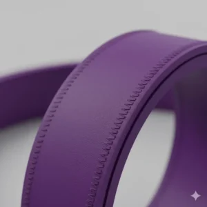 A close-up graphic showing the non-slip material and high durability of a purple exercise band.