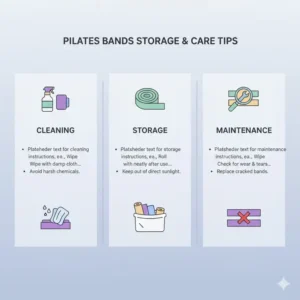 Useful tips on cleaning and organizing your equipment like pilates bands at home.