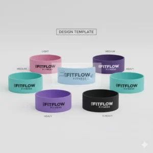 A digital design template showing how to customize your own custom exercise bands.
