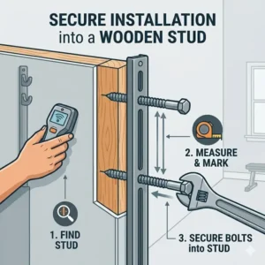 Step-by-step guide on how to install the best wall mount for resistance bands into a wooden wall stud.