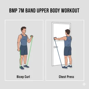 Upper body exercise guide using the black mountain products bmp 7m ultimate resistance 7 band set for bicep curls.