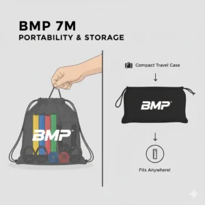 The portable carrying case for storing the black mountain products bmp 7m ultimate resistance 7 band set easily.