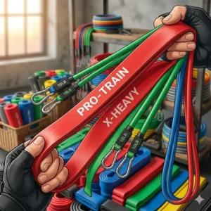 Close-up illustration of high-quality, snap-resistant latex material used in bulk resistance bands.