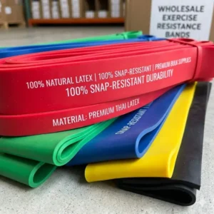 Close-up view of the natural latex material used in our durable wholesale exercise resistance bands.