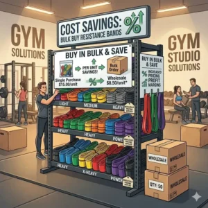 Infographic showing the significant cost savings and discounts when choosing a resistance bands bulk buy option.