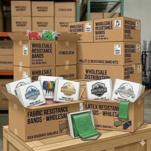 Examples of custom logo printing and private labeling for resistance bands wholesale business partners.