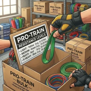 A visual guide showing the tension levels of bulk resistance bands from light to extra-heavy.