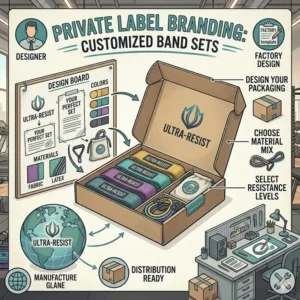 A complete private label design process for bespoke fitness kits by a custom resistance bands manufacturer.