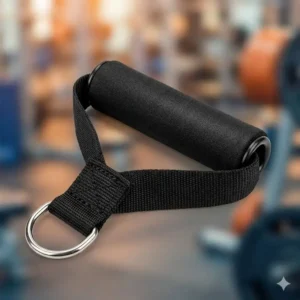 Close-up of the ergonomic non-slip foam grip on professional exercise tubing handles.
