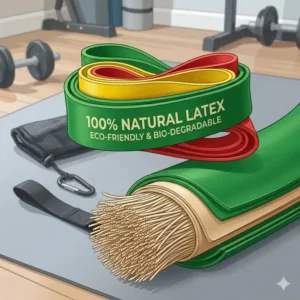 Close-up texture showing the eco-friendly material of these natural latex resistance bands.