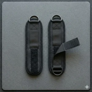 Adjustable nylon ankle straps as specialized resistance tube accessories for lower body and leg exercises.