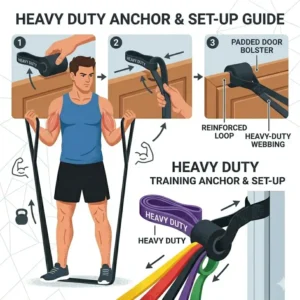 Athlete doing deep squats with workout bands heavy duty for added lower body resistance.