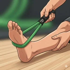 Using a green resistance tube for effective shoulder mobility and full-body stretching routines.