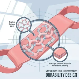 A detailed close-up illustration showing the high-quality elastic material of these light resistance bands.