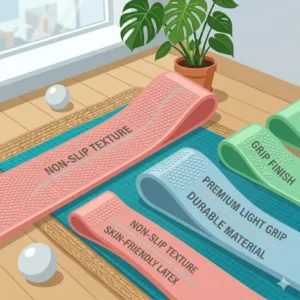 Detailed illustration of the non-slip textured surface of premium light exercise bands.