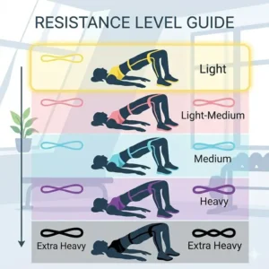 A comparison guide showing different tension levels with a focus on the light resistance bands option.