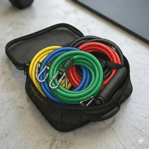 Ankle strap attachment used with exercise bands with clips for lower body training.
