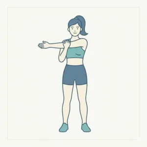 An illustrative diagram of a cross-body shoulder pull for an effective upper body stretch out stretch.