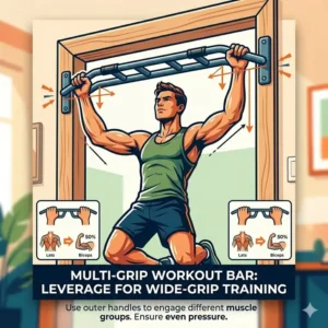 A sleek illustration of a steel wall-mounted workout bar fixed to a brick gym wall.