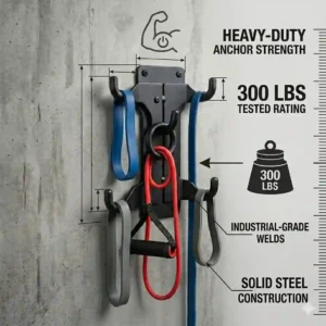 Step-by-step guide on how to securely bolt a resistance band wall mount into a wooden wall stud.