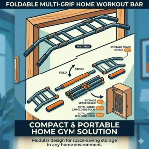 A minimalist illustration of a disassembled, compact workout bar stored neatly in a closet.