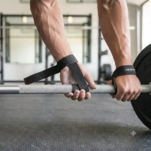 A lifter performing a heavy barbell row utilizing the best lifting straps for weightlifting to support their grip strength.