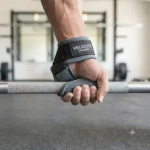 Neoprene padded versions of the best lifting straps for weightlifting wrapped around a wrist to show comfort and support.