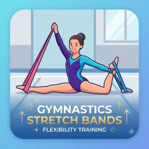 An illustration showing a person properly using gymnastics stretch bands.